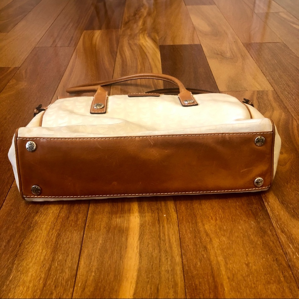 Michael Kors White and Brown Jacquard Satchel Signature Bag - Picture 7 of 10